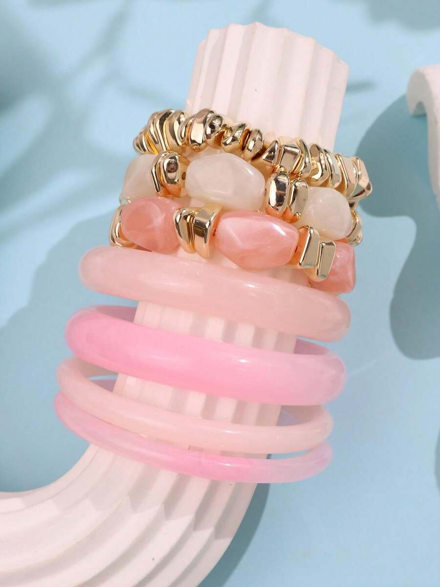 Vintage Resin Beaded Bracelet Stack – Fashion Jewellery for Women