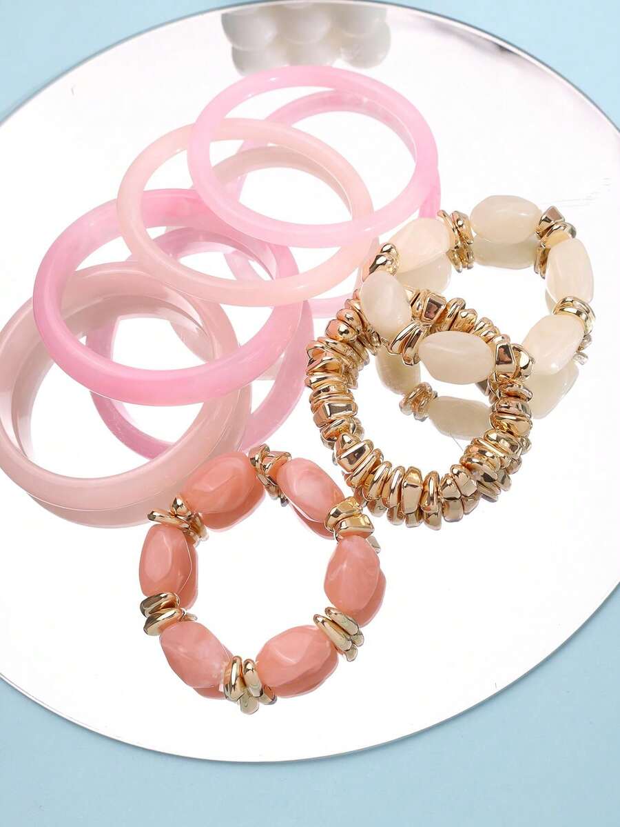 Vintage Resin Beaded Bracelet Stack – Fashion Jewellery for Women