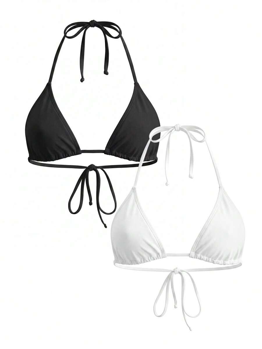 Micro Triangle Halterneck Tie Bikini Top – Summer Beach Vacation Swimwear
