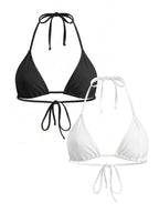 Micro Triangle Halterneck Tie Bikini Top – Summer Beach Vacation Swimwear