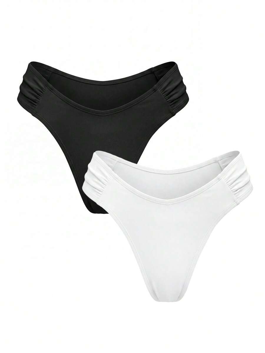 Ruched Side Cheeky Bikini Bottoms – Summer Beach Vacation Swimwear