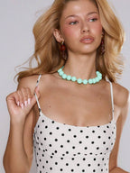 Polka Dot Frill Spaghetti Strap One-Piece Swimsuit – Summer Beach Vacation Swimwear