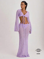 Knit Tie Front Maxi Skirt Beach Cover-Up – Summer Vacation Swimwear