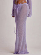 Knit Tie Front Maxi Skirt Beach Cover-Up – Summer Vacation Swimwear