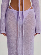 Knit Tie Front Maxi Skirt Beach Cover-Up – Summer Vacation Swimwear