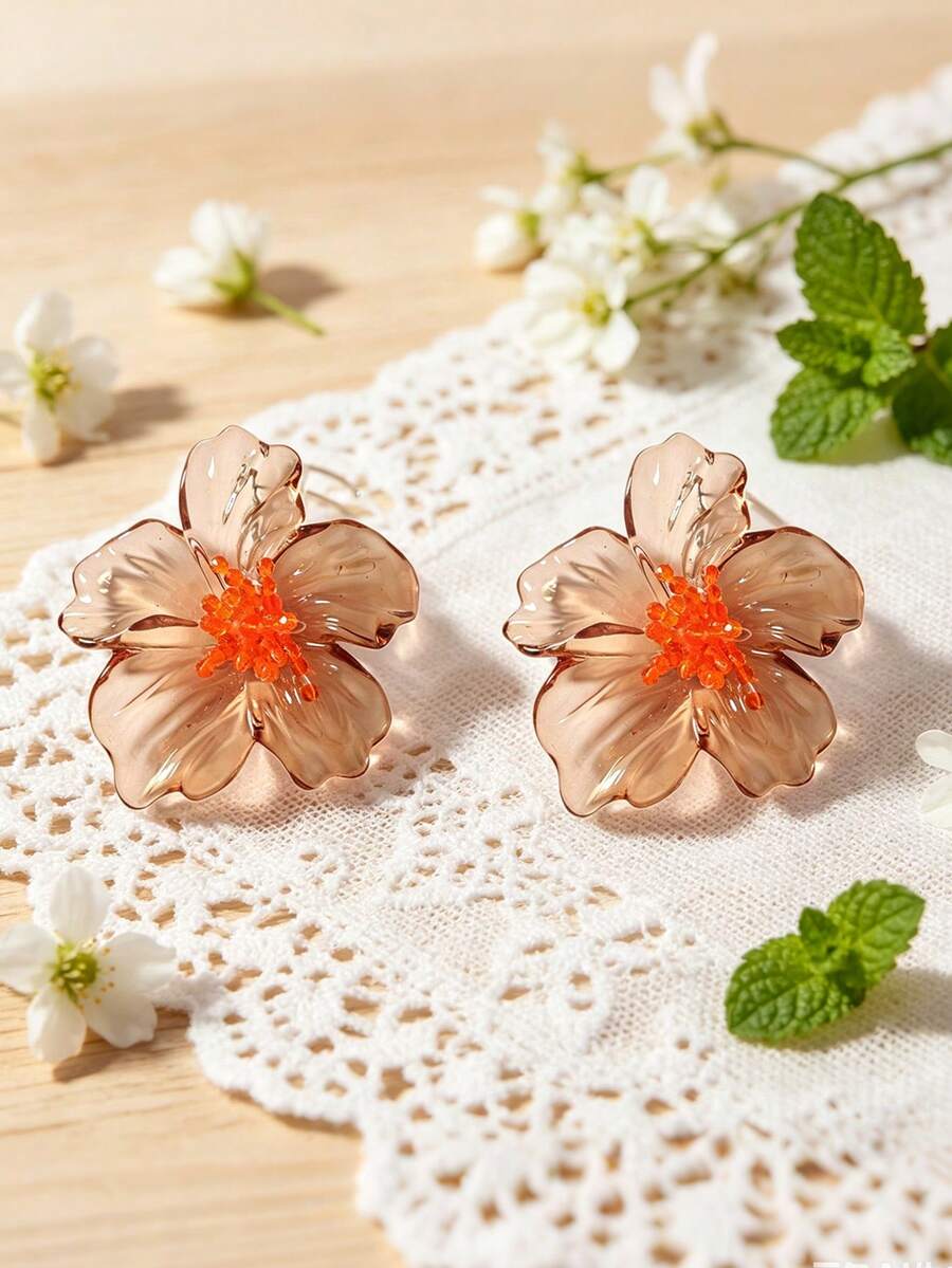 Colourful Resin Flower Earrings – Boho Jewellery for Women