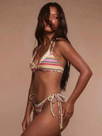 Studded Lace-Up Tie Side Bikini Bottoms – Summer Beach Vacation Swimwear