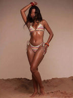 Studded Lace-Up Tie Side Bikini Bottoms – Summer Beach Vacation Swimwear