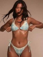 Studded Lace-Up Tie Side Bikini Bottoms – Summer Beach Vacation Swimwear