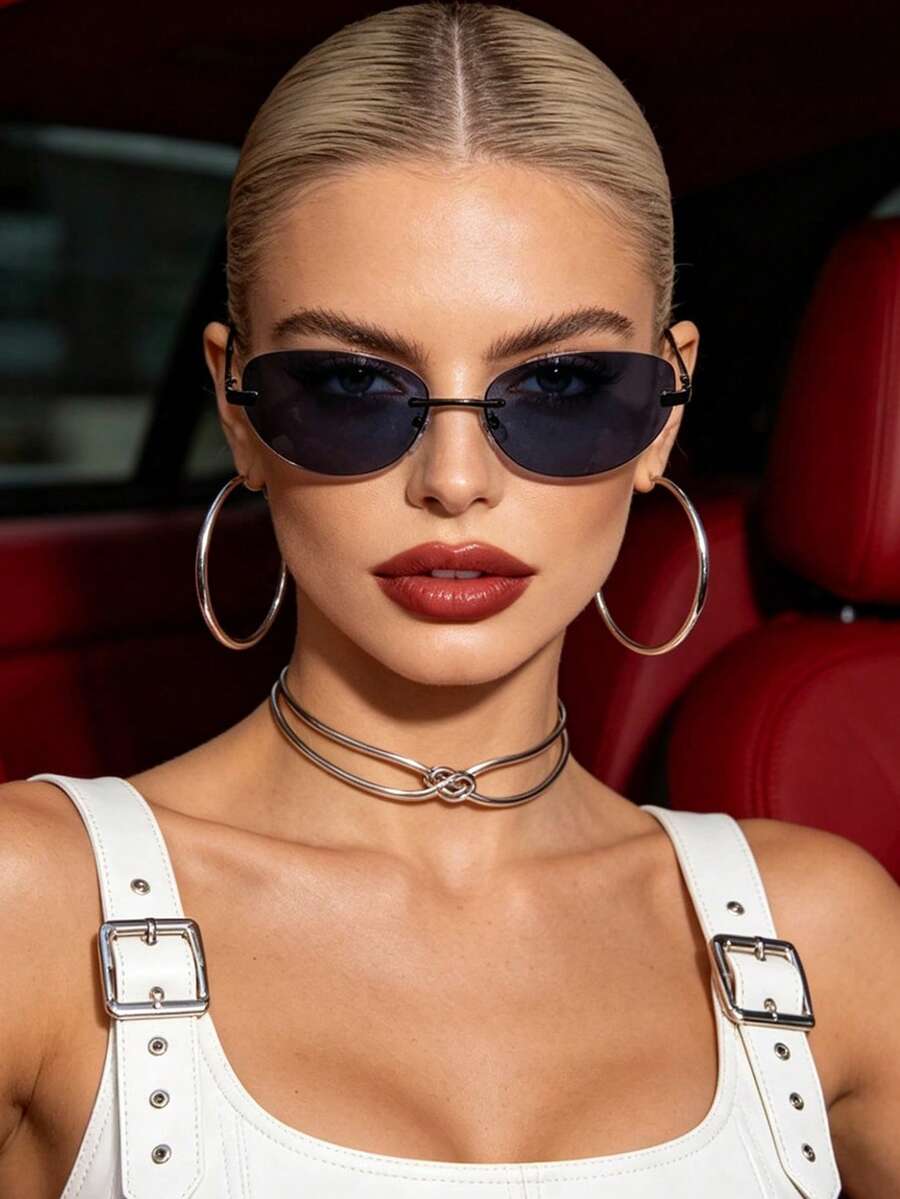 Y2K Futuristic Silver Sport Fashion Glasses – Street Style Eyewear