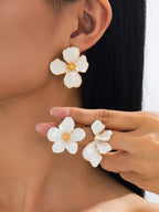 Tie Dye Drip Flower Asymmetric Stud Earrings – Jewellery for Women