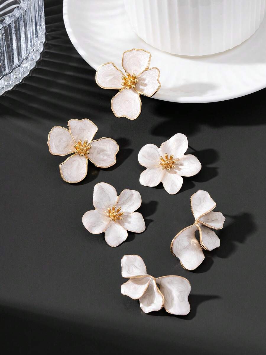 Tie Dye Drip Flower Asymmetric Stud Earrings – Jewellery for Women