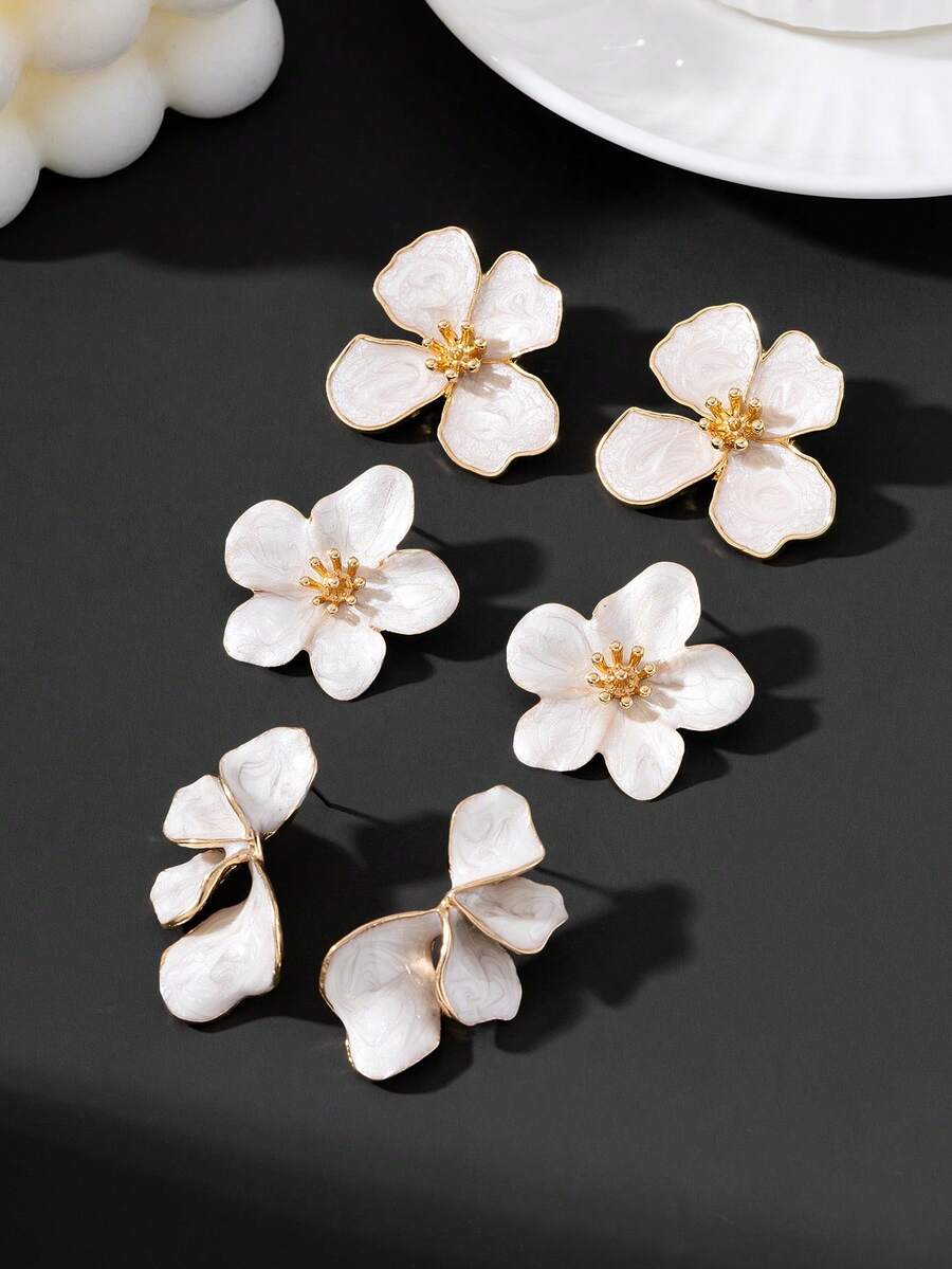 Tie Dye Drip Flower Asymmetric Stud Earrings – Jewellery for Women