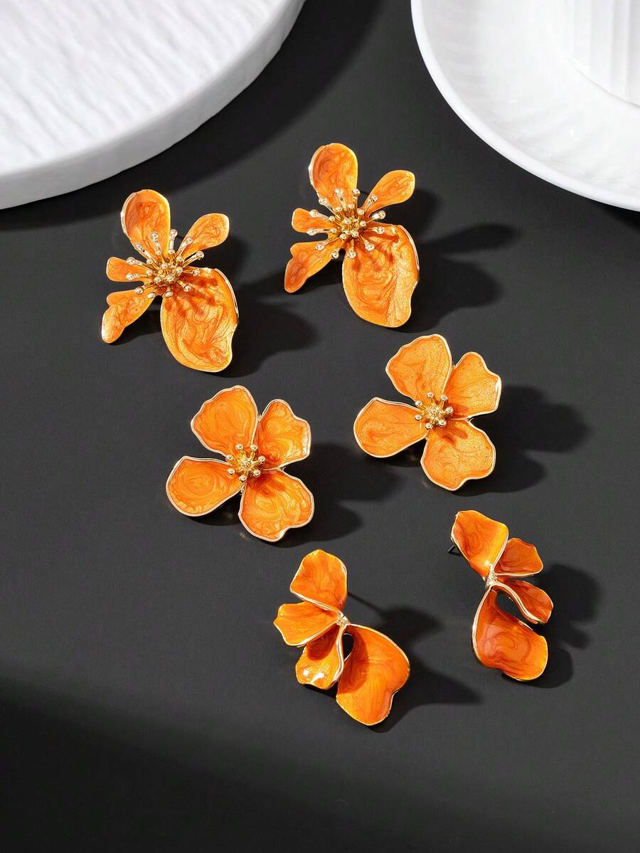 Tie Dye Drip Flower Asymmetric Stud Earrings – Jewellery for Women