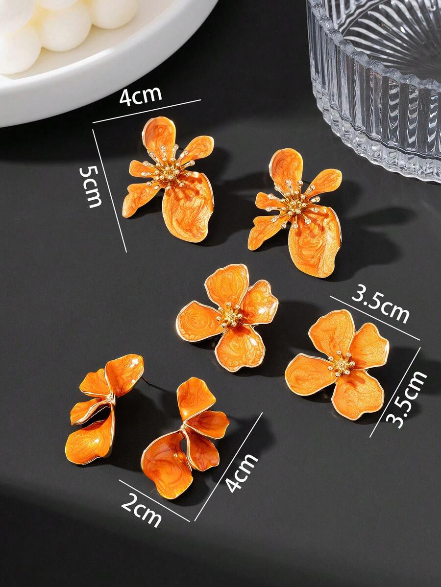 Tie Dye Drip Flower Asymmetric Stud Earrings – Jewellery for Women