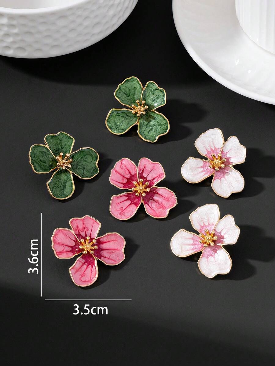 Tie Dye Drip Flower Asymmetric Stud Earrings – Jewellery for Women