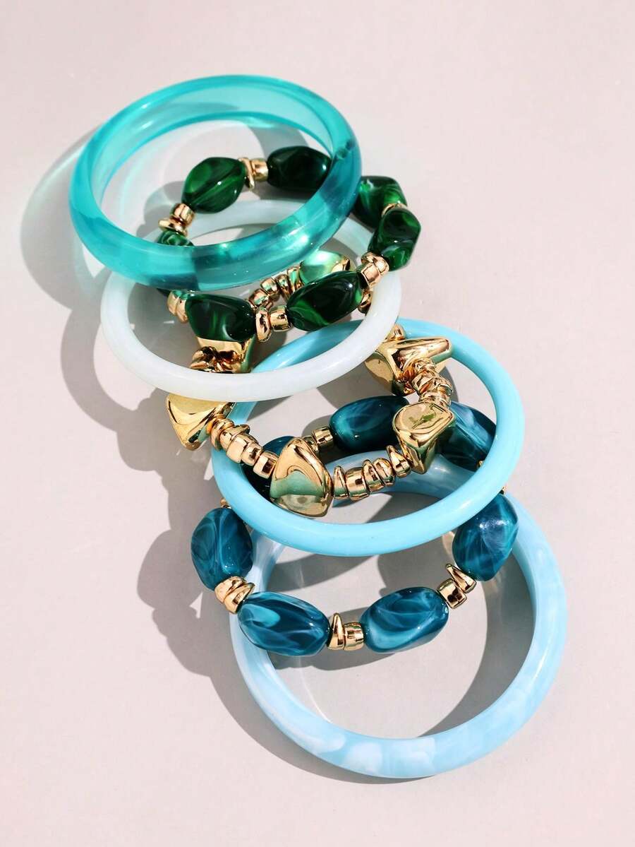 Vintage Resin Beaded Bracelet Stack – Fashion Jewellery for Women