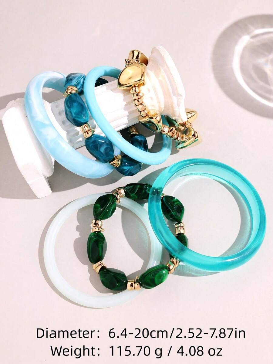 Vintage Resin Beaded Bracelet Stack – Fashion Jewellery for Women