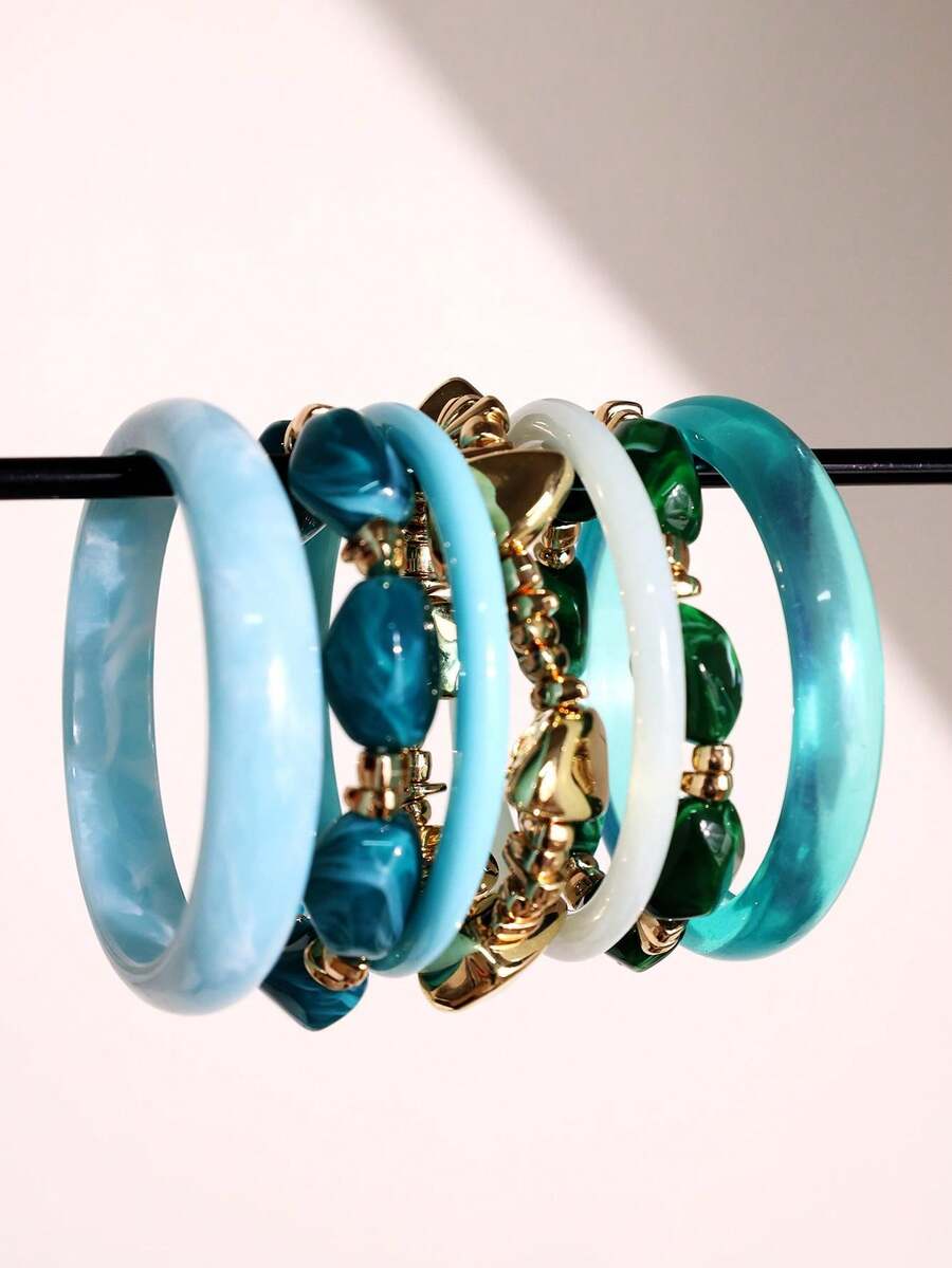 Vintage Resin Beaded Bracelet Stack – Fashion Jewellery for Women