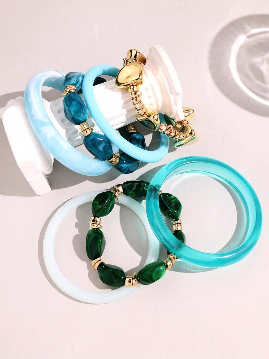 Vintage Resin Beaded Bracelet Stack – Fashion Jewellery for Women