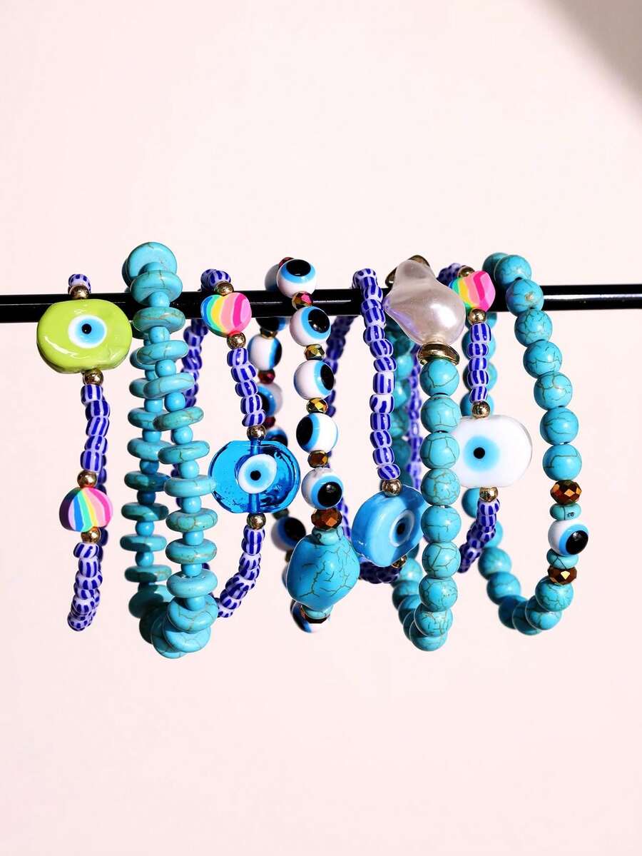 Vintage Resin Beaded Bracelet Stack – Fashion Jewellery for Women