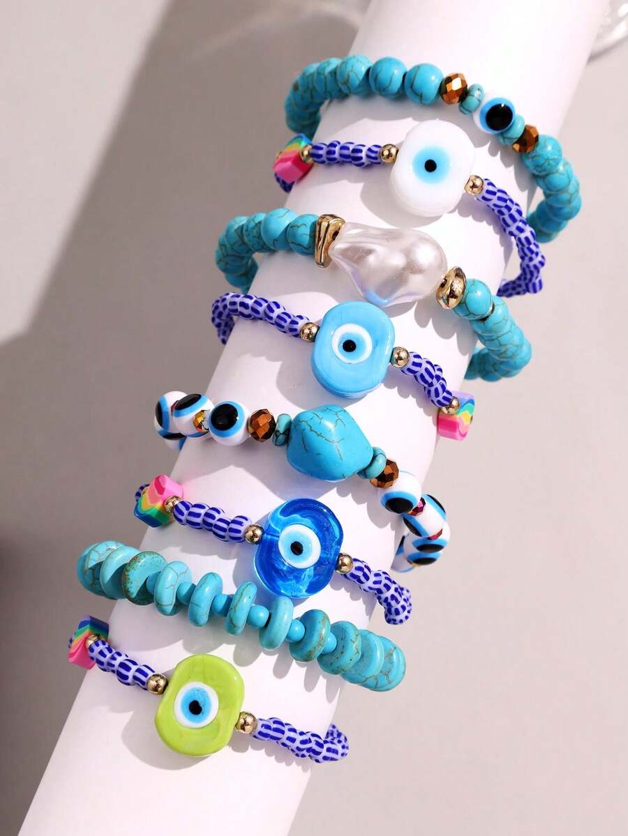 Vintage Resin Beaded Bracelet Stack – Fashion Jewellery for Women