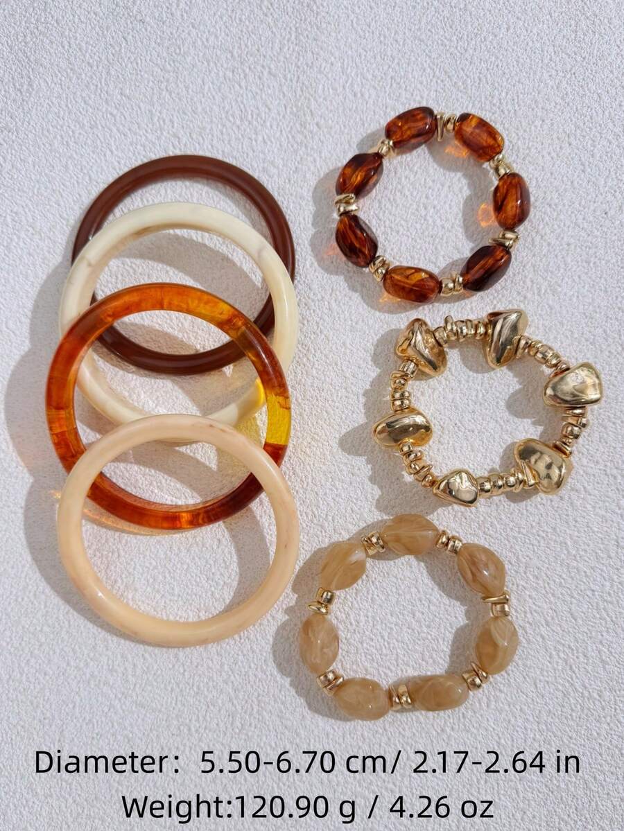 Vintage Resin Beaded Bracelet Stack – Fashion Jewellery for Women