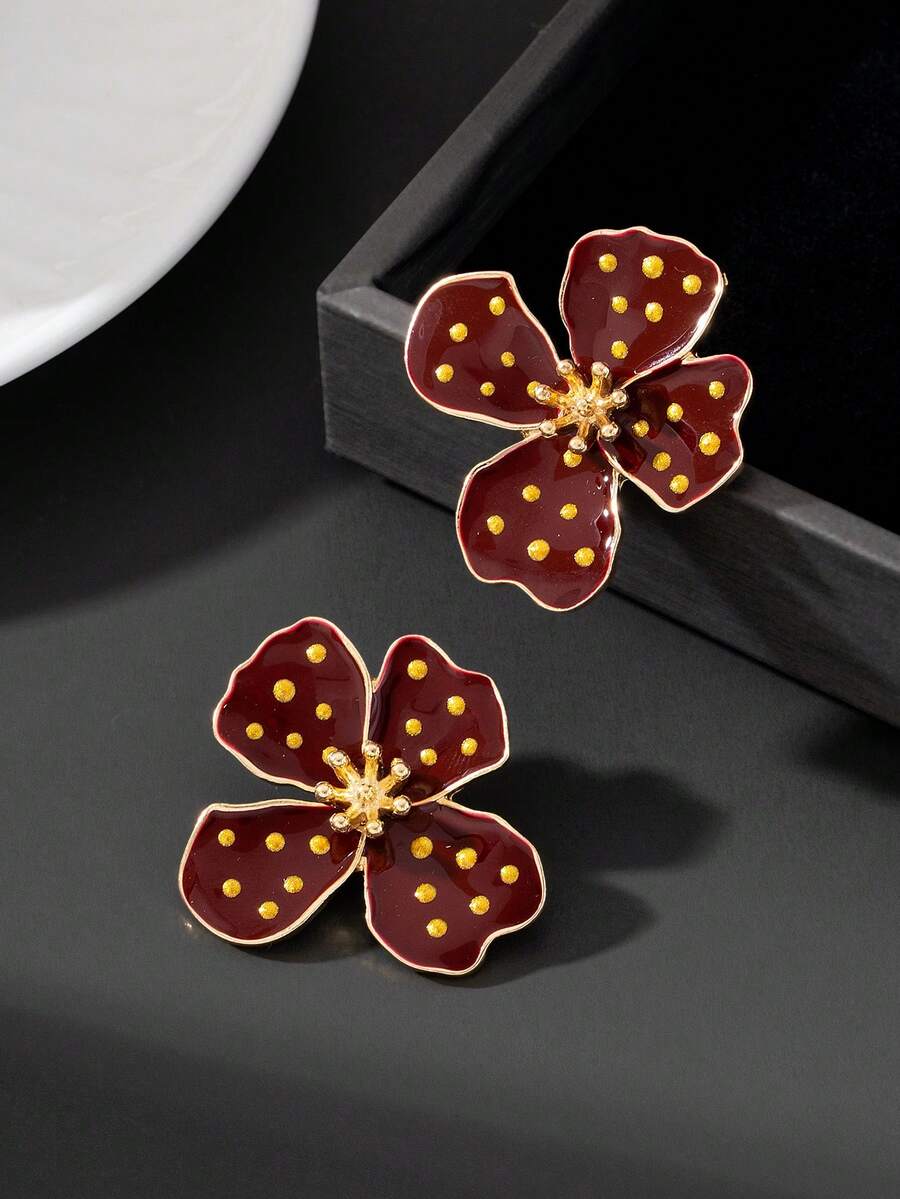 Tie Dye Drip Flower Asymmetric Stud Earrings – Jewellery for Women