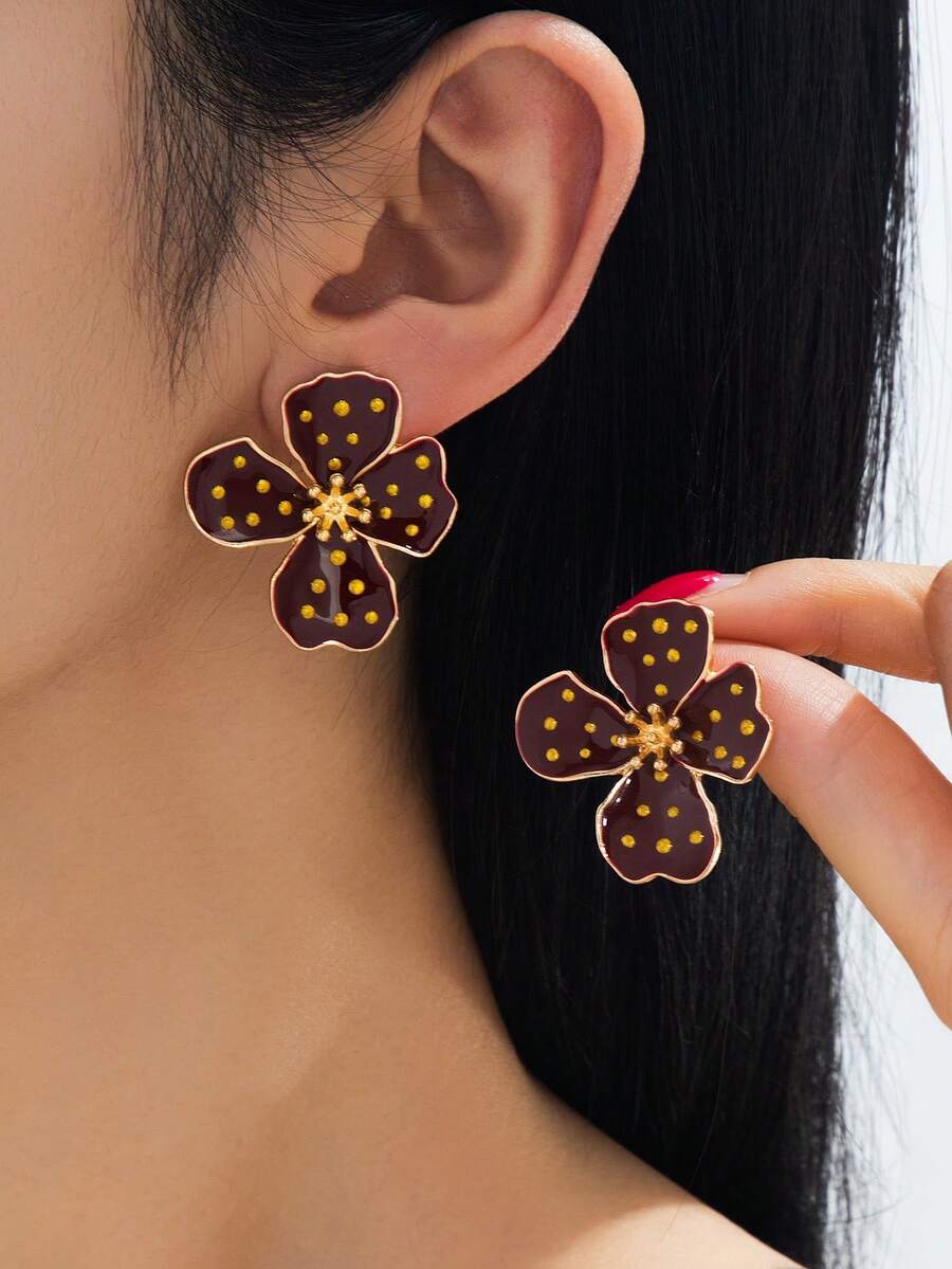 Tie Dye Drip Flower Asymmetric Stud Earrings – Jewellery for Women