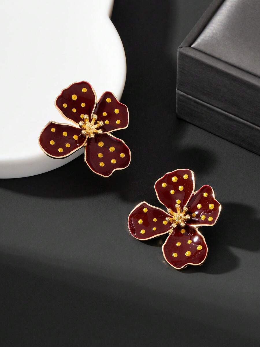 Tie Dye Drip Flower Asymmetric Stud Earrings – Jewellery for Women