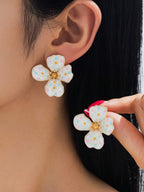 Tie Dye Drip Flower Asymmetric Stud Earrings – Jewellery for Women