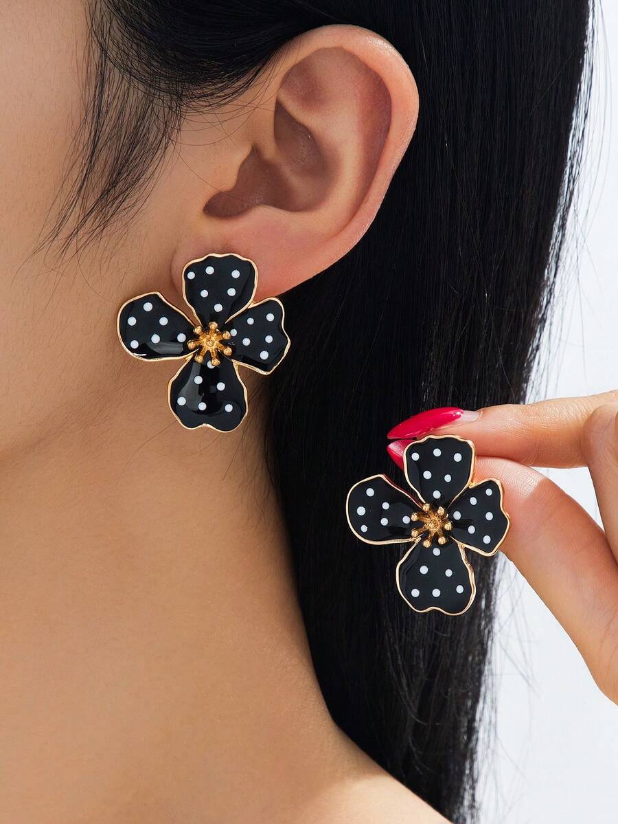 Tie Dye Drip Flower Asymmetric Stud Earrings – Jewellery for Women