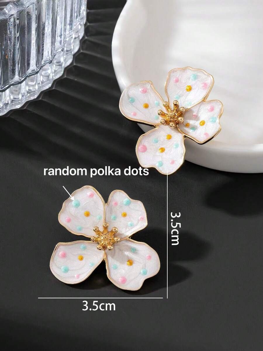 Tie Dye Drip Flower Asymmetric Stud Earrings – Jewellery for Women