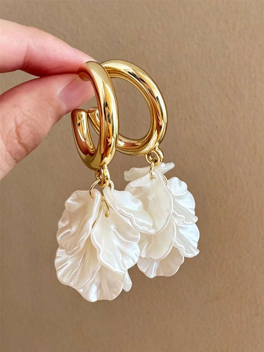 Long Tassel Shell Flower Earrings – Statement Jewellery for Women