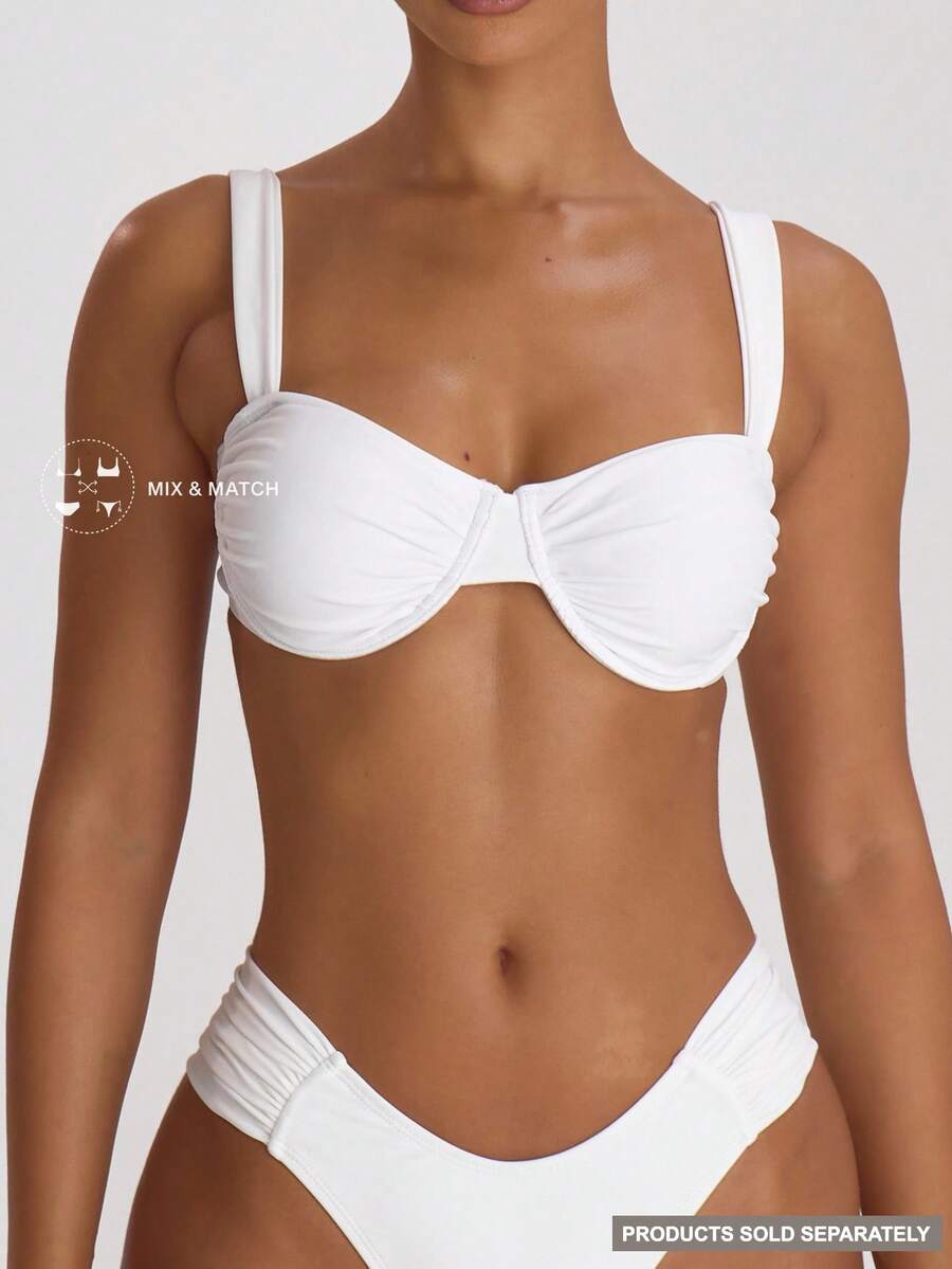 Underwire Ruched Cup Push-Up Bikini Top – Summer Beach Vacation Swimwear