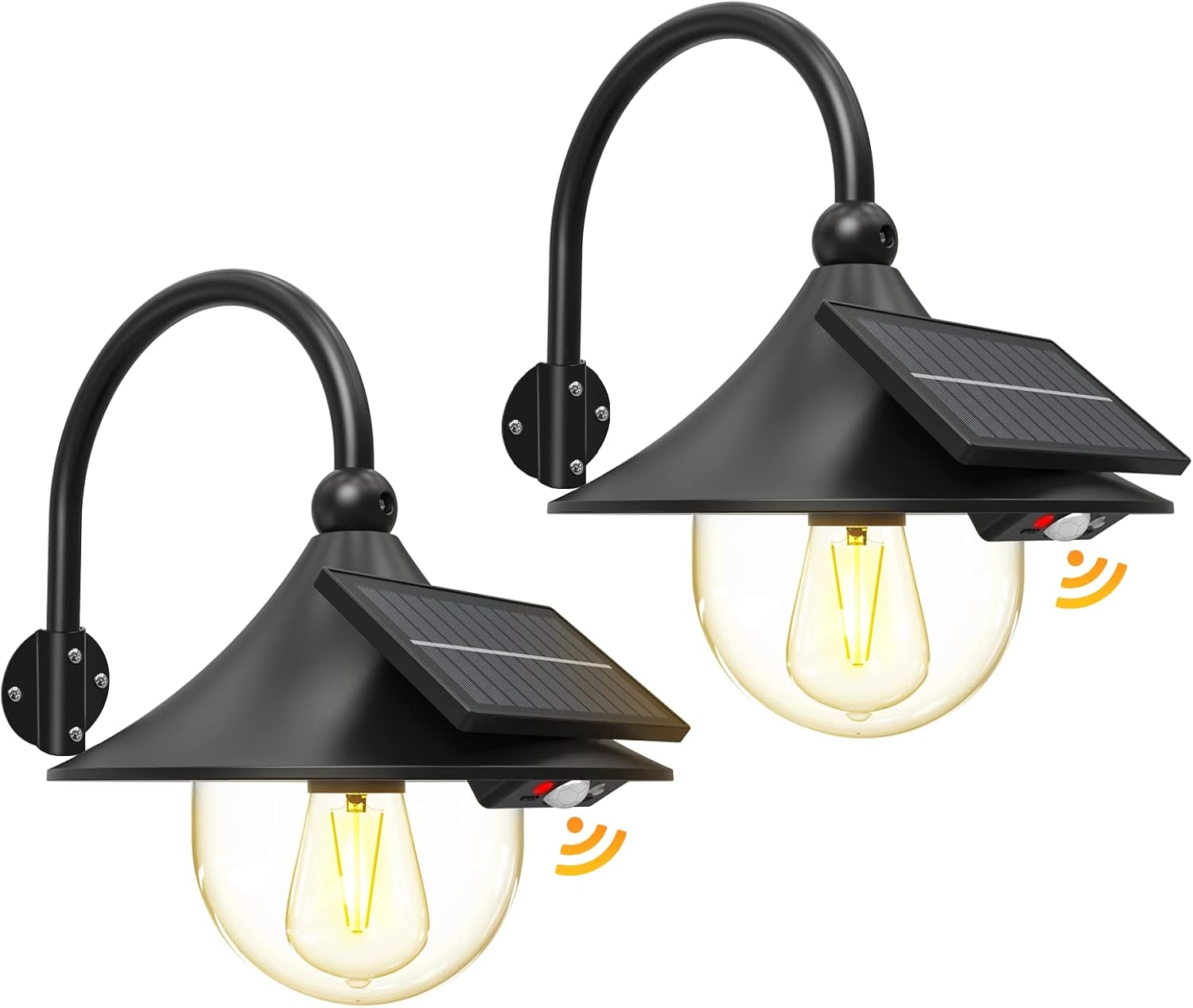 Solar Motion Barn Wall Lights with 3 Modes & Gooseneck