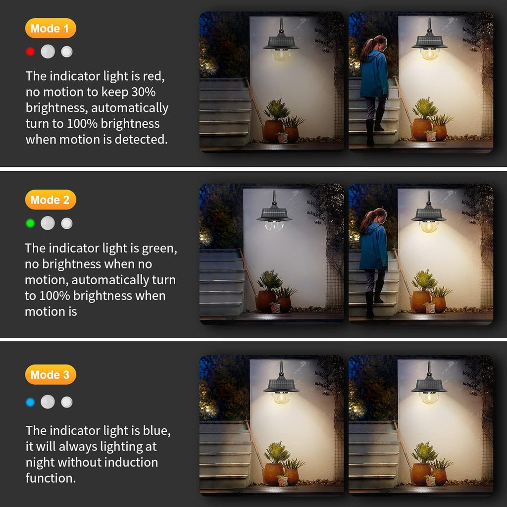 Solar Motion Barn Wall Lights with 3 Modes & Gooseneck