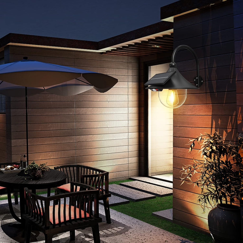 Solar Motion Barn Wall Lights with 3 Modes & Gooseneck