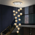 Modern LED Glass Ball Chandelier in 8 heads above a stairwell