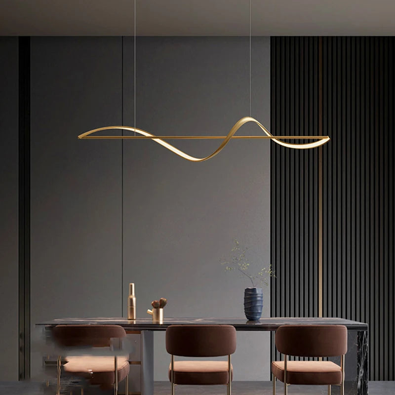 Nordic LED Pendant Chandelier in length 160cm over a dining table