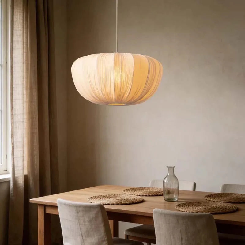 Nordic Wabi-Sabi Fabric Chandelier in d80cm in an entryway