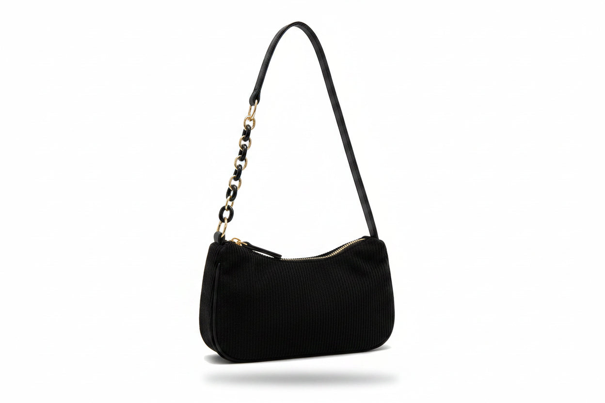 Korean Corduroy Underarm Bag – Vintage Chain Shoulder Clutch for Women