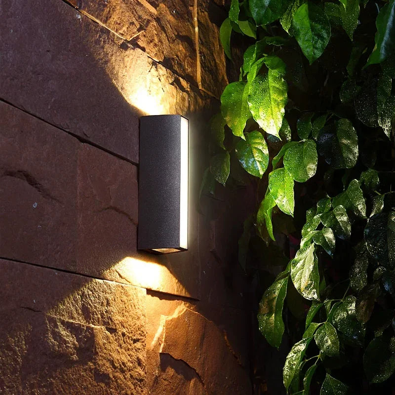Modern Outdoor LED Strip Wall Lamp in warm white in a living room