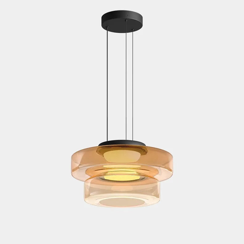 Vintage Ambiance Designer Pendant Lamp in a three layers in an entryway