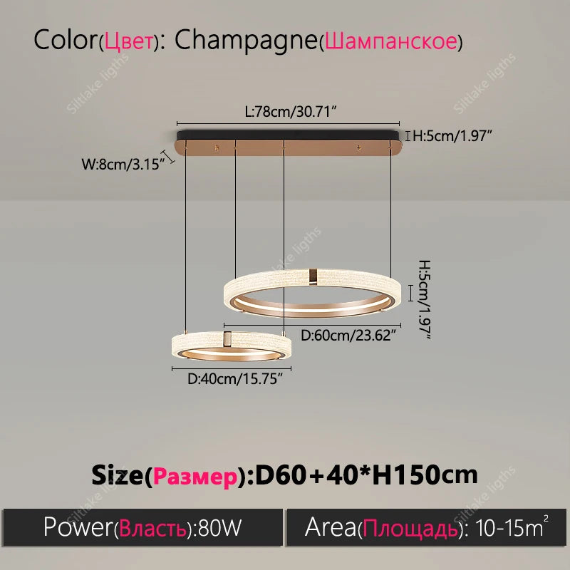 Modern Ring LED Chandelier – Round Pendant Light in 60cm 40cm in an entryway