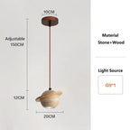 Wabi-Sabi Travertine Stone Pendant Light in d-128 log above a kitchen island