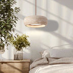Japanese Travertine Stone Pendant Lamp in cold light 6000k in a living room