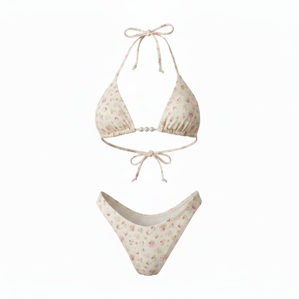 Pearl Print Micro Bikini Set – Push-Up Brazilian Swimsuit for Women
