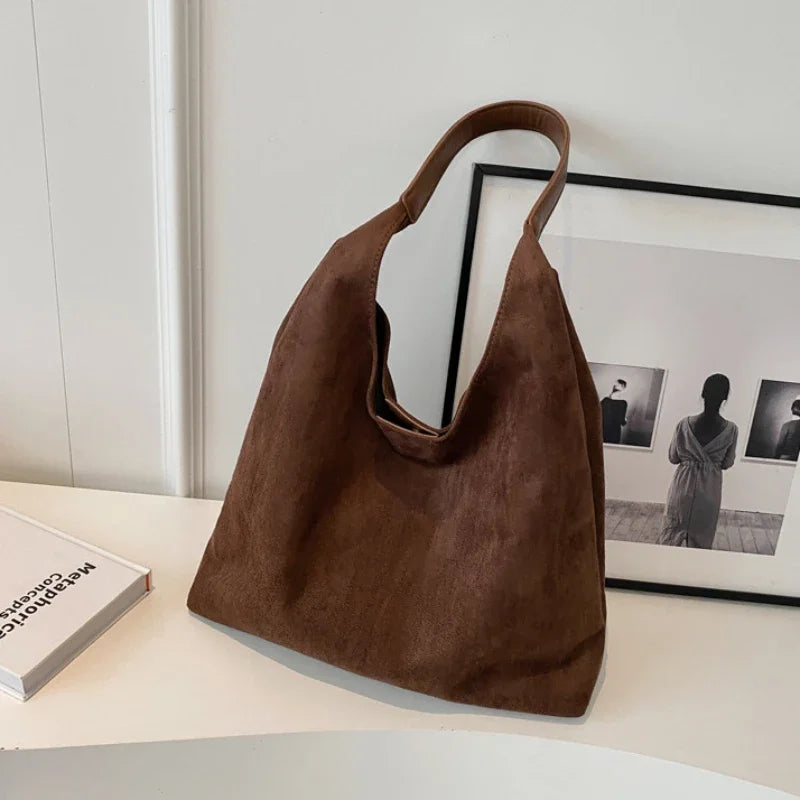 Women's Vintage Suede Shoulder Bag – Large Capacity Casual Commuter Handbag