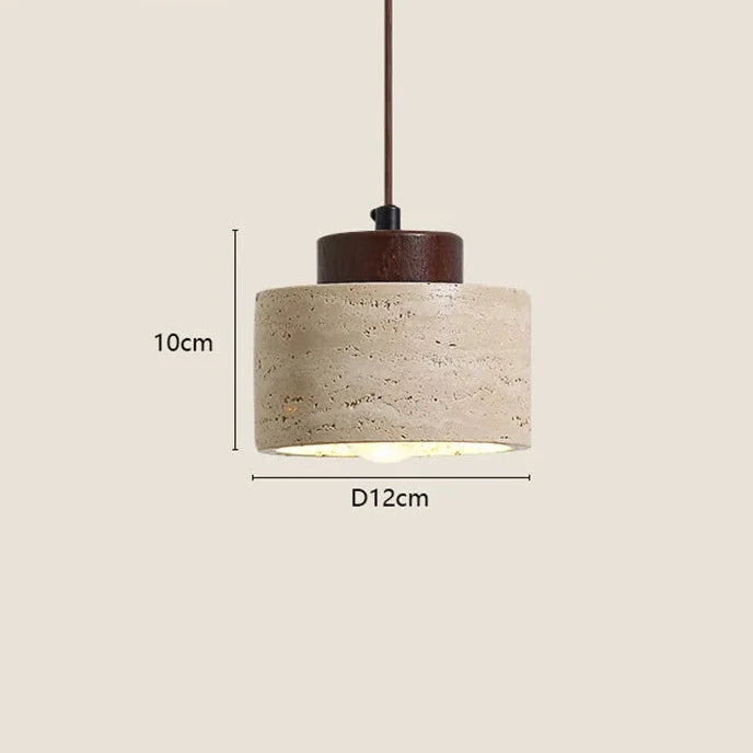 Travertine Stone LED Pendant Light in d052-p log color in an entryway